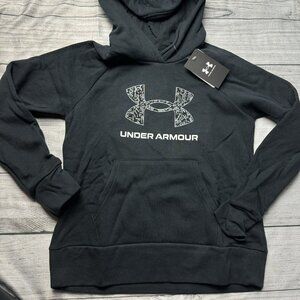 Under Armour Youth Medium (10/12) Black Hoodie Girls Sweatshirt NEW